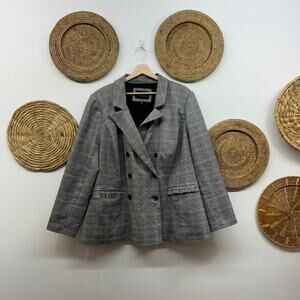 Eloquii Black White Collared Professional Houndstooth Blazer Jacket Plus Size 20